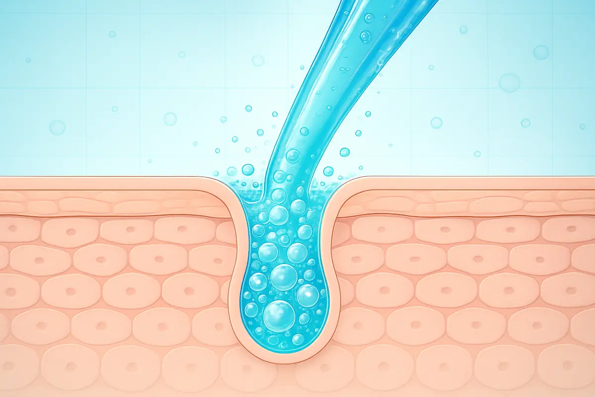 بقایای شوینده (کف) در منافذ پوست