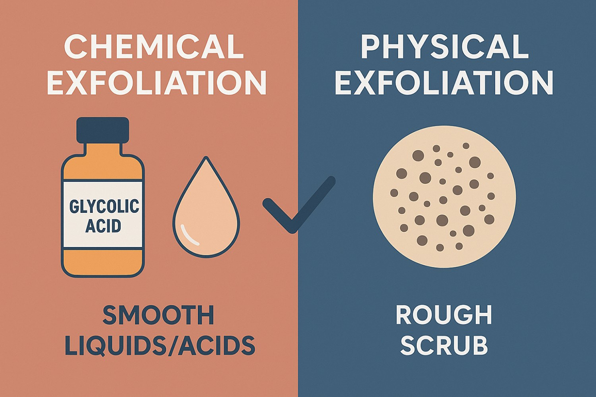 مقایسه لایه‌برداری شیمیایی (AHA/BHA) و فیزیکی