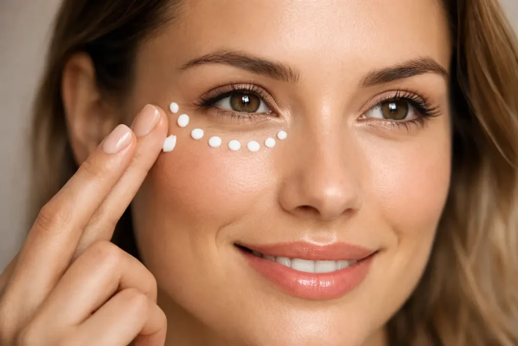 آموزش تصویری طرز صحیح زدن کرم دور چشم برای جلوگیری از چروک