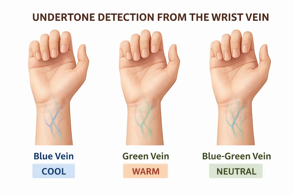 تشخیص آندرتن پوست از روی رگ دست برای خرید کرم پودر